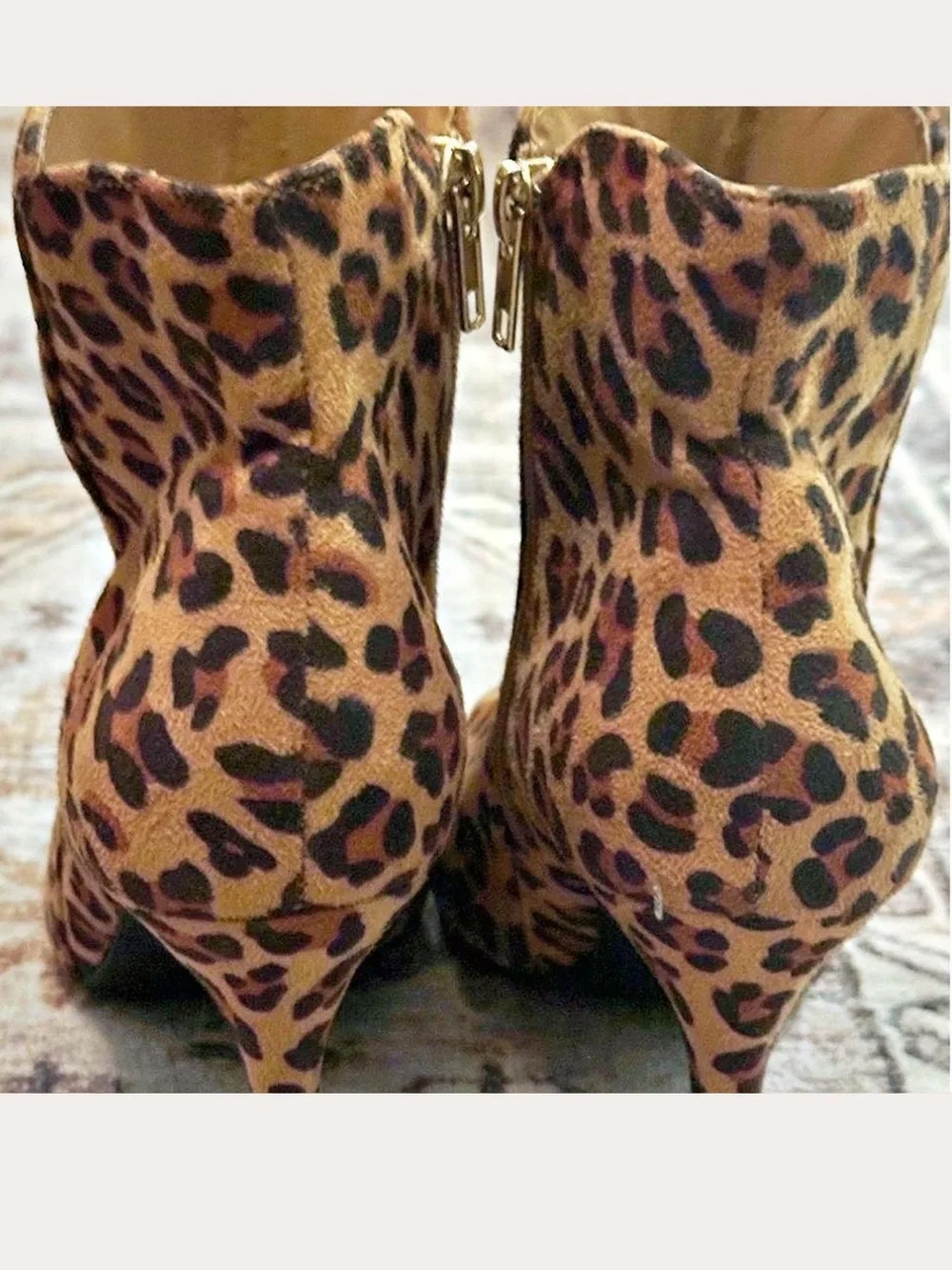 Leopard Print Pointed Toe Stiletto Ankle Boots - Brown